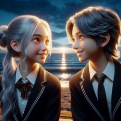 AIの絵の中で見つめ合う二人