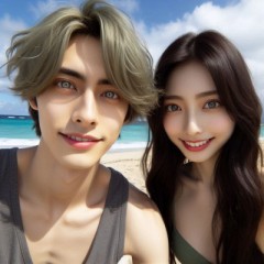 彼女は彼の胸に顔を埋め