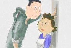 壁ドン・・・(￣∇+￣)v