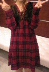 チェックのワンピ