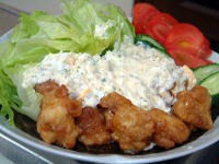 チキン南蛮と追いだき中　 (*・∀・)ノ゛