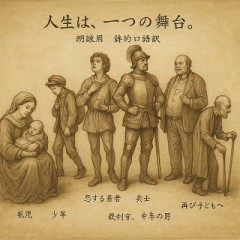 シェイクスピア「人の一生は七幕の劇のようなもの」