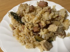 ゴーヤチャンプルの残りで炒飯