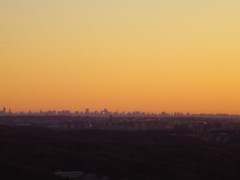 高層ビルの夜明け