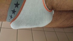 下着を押し上げるくらい立ってます。