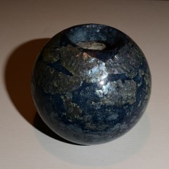 藍大津磨き　螺鈿花瓶