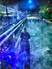 冬の早朝と黒ワンコ