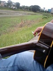 河原で練習ちう