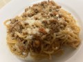 今日の昼はパスタヲ作って